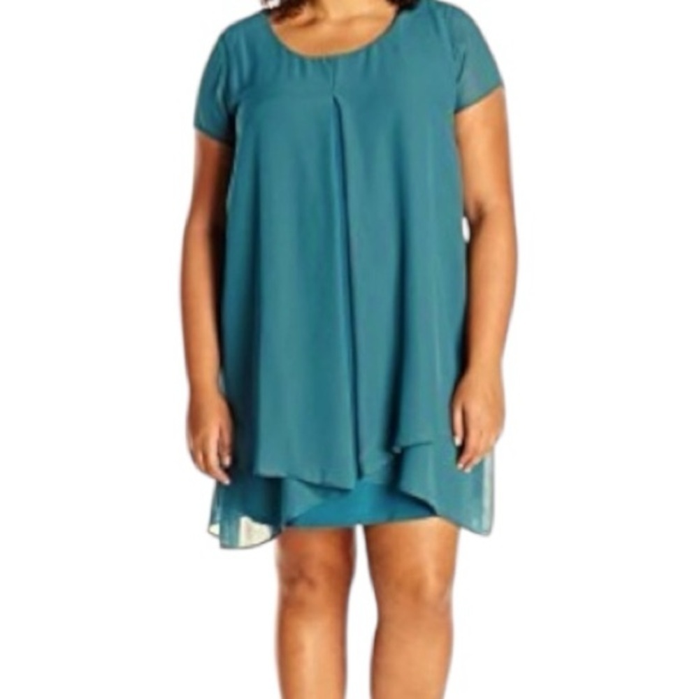 NY Collection Shift Dress, Mini, Sz 2X, XXL, Teal, Pastel, Coastal, NWOT - Picture 1 of 11